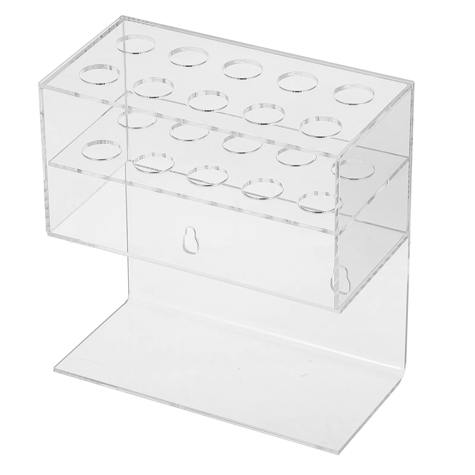 Clear Acrylic Pen Holder Wall Mounted Double Layer Pencil Cup Dry Erase Marker Organizer Floating Shelf Makeup Brush Holder