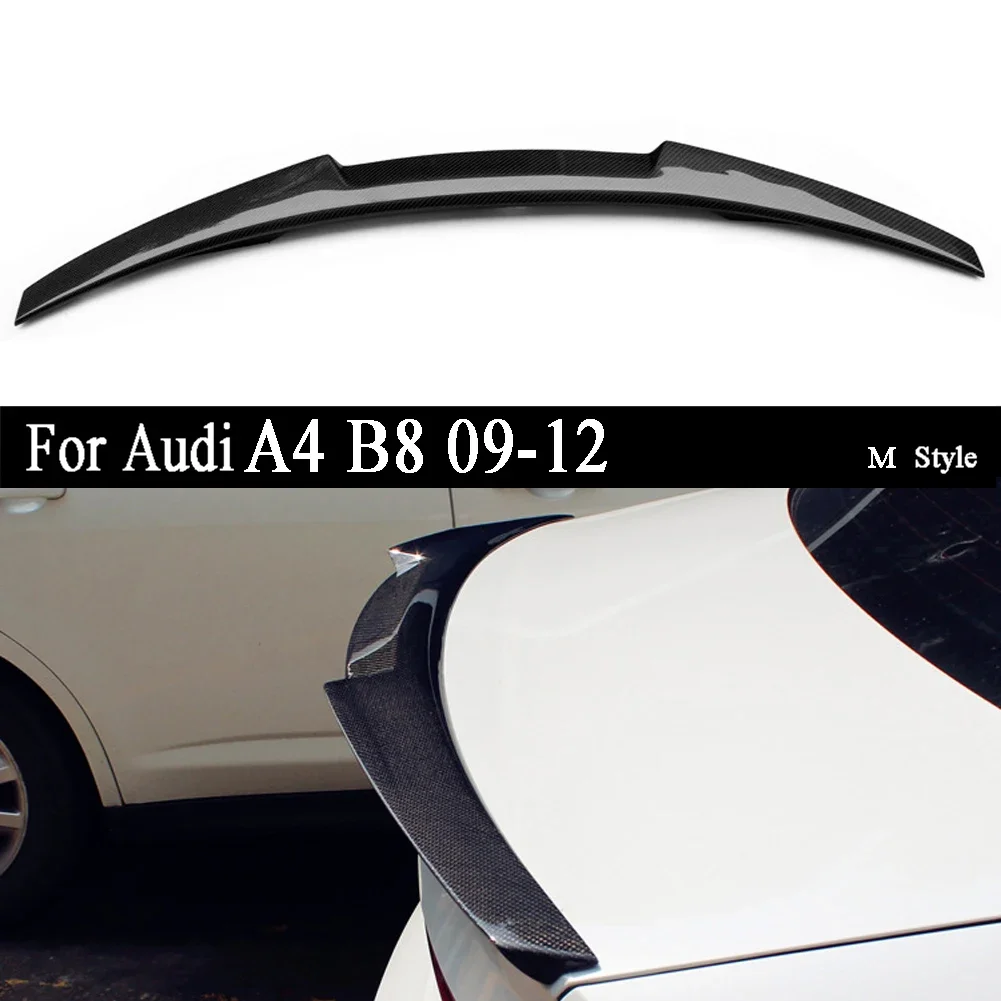 For Audi A4 B8 2009 2010 2011 2012 Carbon Fiber Rear Spoiler Trunk Lip Wing M Style