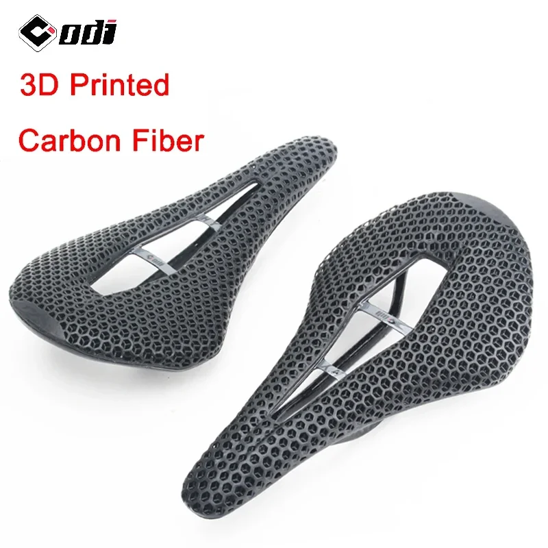 ODI Carbon Fiber 3D Printed Bike Saddle 143mm Ultra Light and Breathable Mountain Bicycle Cushion Soft Seat for Road Bike/MTB