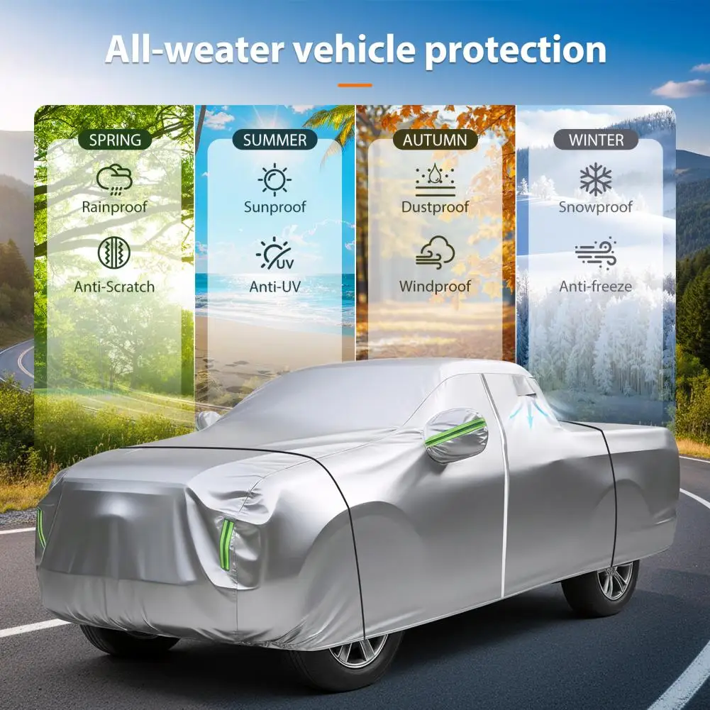 

Up to 242 Inch Pickup Truck Cover Heavy Duty Outdoor Full Car Cover Waterproof Tarp Zipper Door Sun Rain Dust Snow Protection