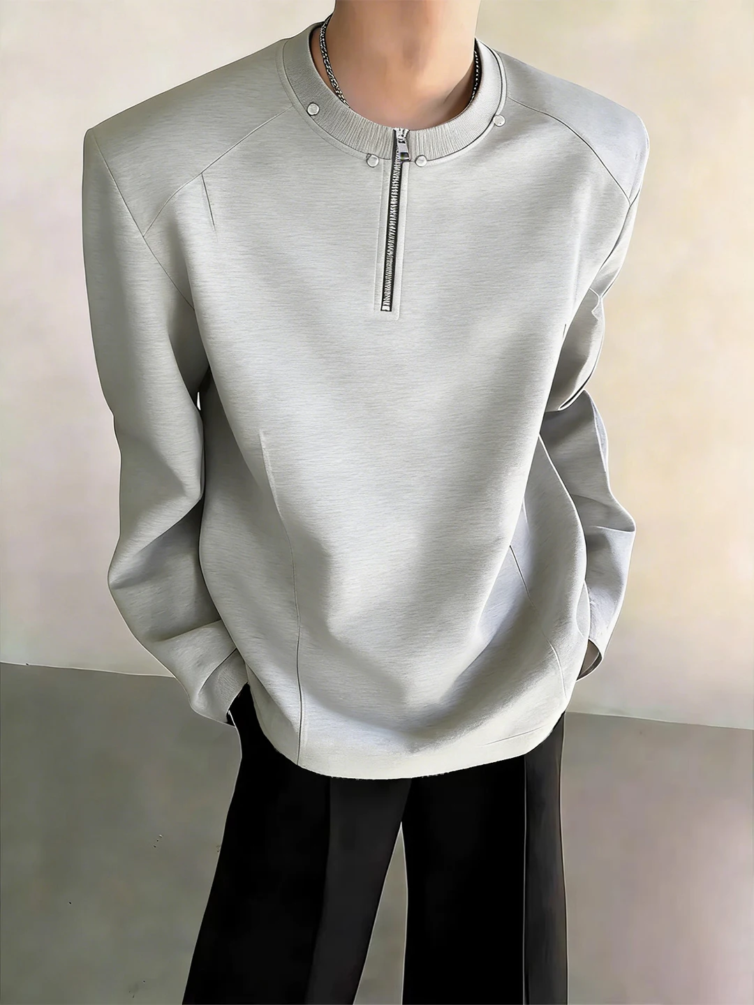 

Мужская толстовка на молнии с длинным рукавом, с вставками на плечах, в американском стиле, для ношения под одеждой, Cleanfit, плотная ткань