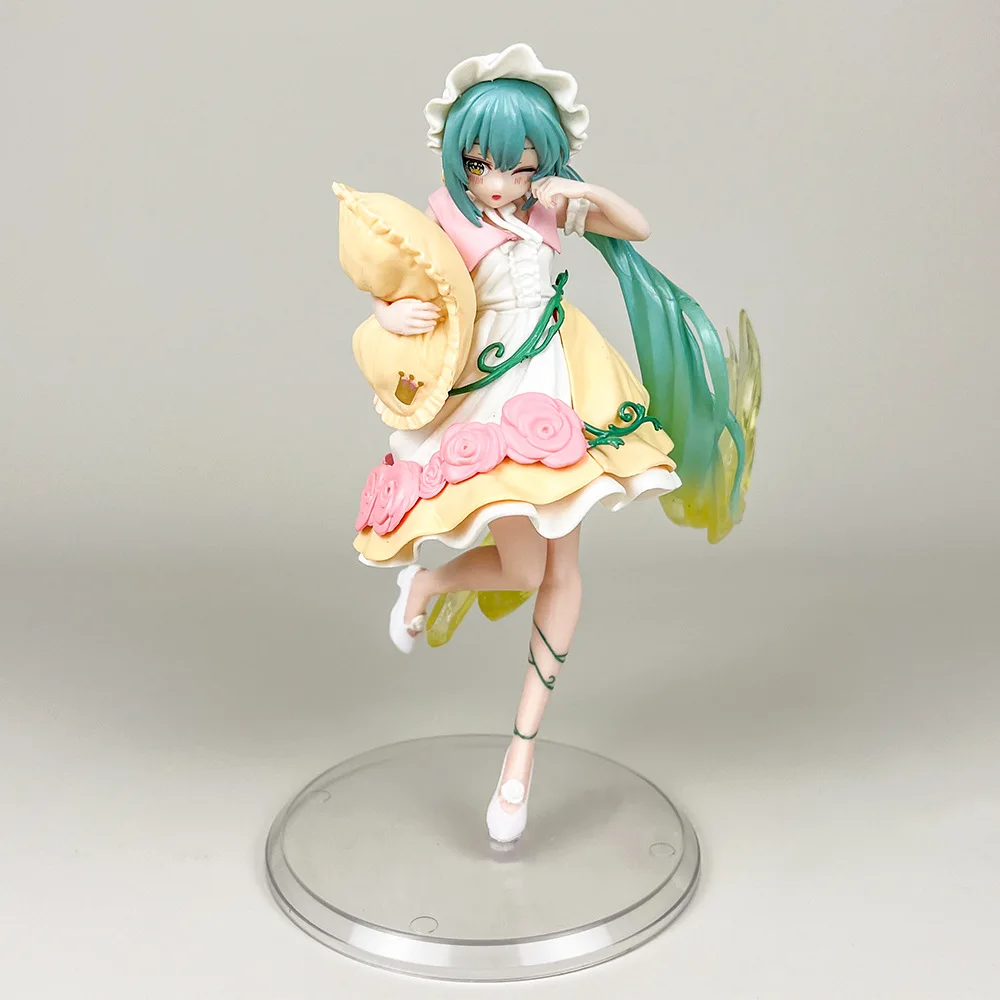 19cm Hatsune Miku Manga Statue Bolster Hatsune Kawaii Figurines Collectible Pvc Action Figure Desktop Decoration Birthday Gift