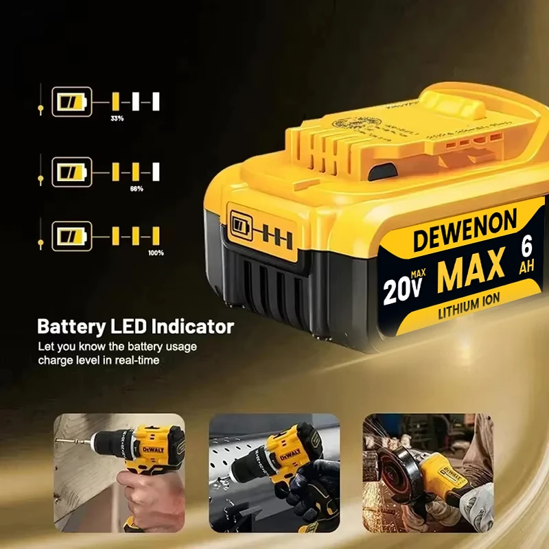 For original DeWalt 6Ah/5Ah/2Ah 20V battery replaceable DCB184 DCB200 DCF892 DCF845 DCF850 DCF911 DCD800 DCD805 Tools Battery