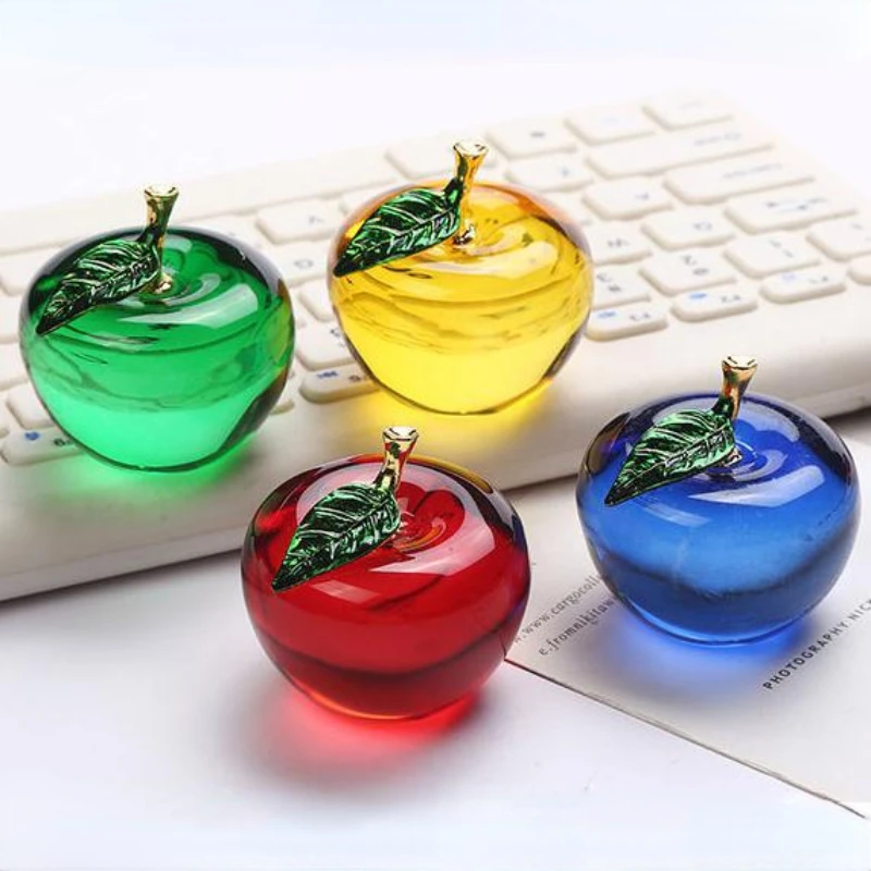 Apple Ornaments Coloured Glaze Decoration Glass Home Decoration Crystal Quartz purple red pink Yellow lucency Gift Souvenir