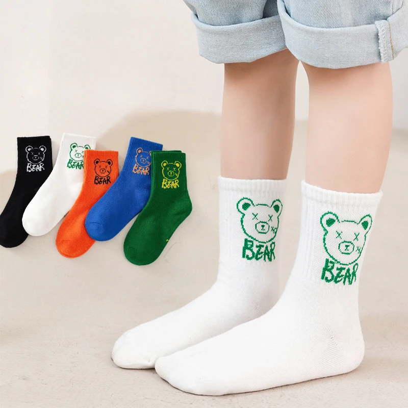 5 Double Spring and Autumn Boys and Girls Thin Breathable Fashion Ins Korean Version Personality Letter Trend Tube Socks