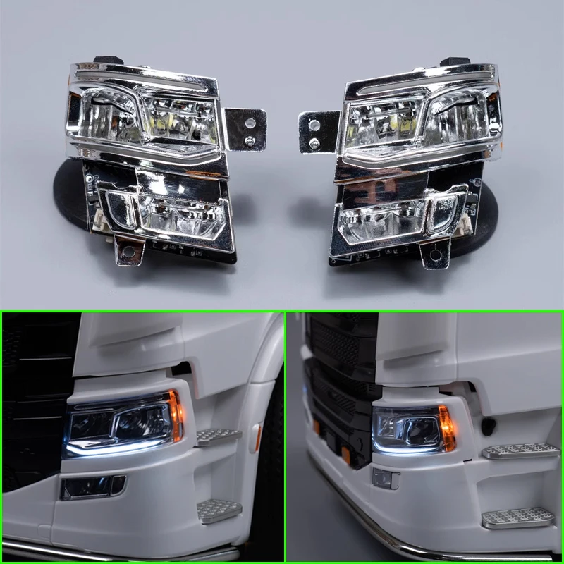 Simulation LED Headlamp Turn Signal Unit for 1/14 Tamiya RC Truck Car Scania 770S 6X4 56368 8X4 56371 Diy Parts Toys