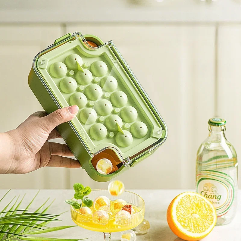 Bandeja de cubo tipo prensa con caja de almacenamiento, fabricante de cubitos de hielo, Gadget de cocina, molde de cubo de hielo para fabricante de cerveza