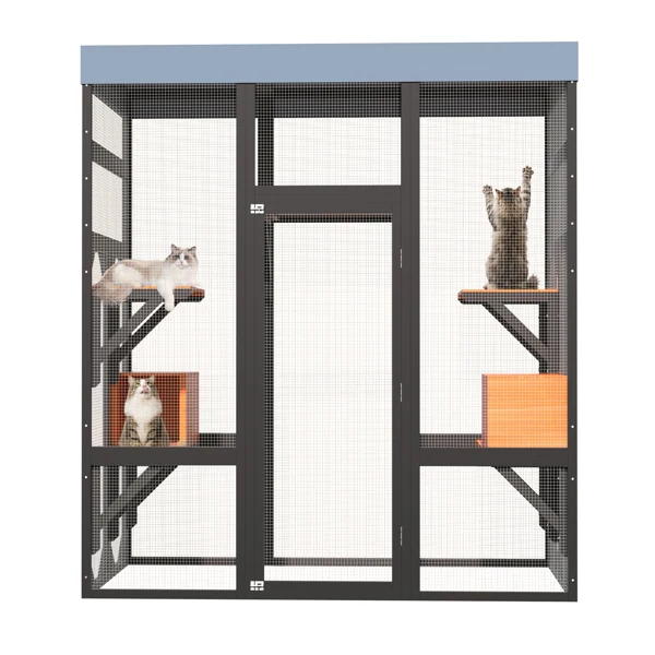 大型户外猫咪围栏/猫舍，配备5个平台和2个休息小屋，坚固金属框架，易于组装，室内外均可使用。--不支持self-pick up且不支持指定仓库发货-22