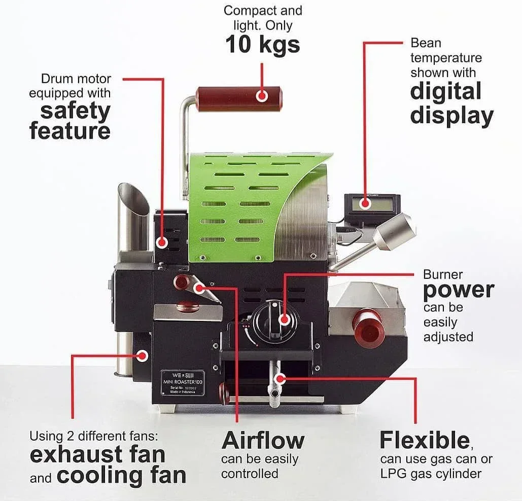 ขายเครื่องปิ้งขนมปัง Dehuller Modern Roaster 110 V 2 กก. 1 กก. หม้อบ้านเครื่อง 100g Coffee Roaster