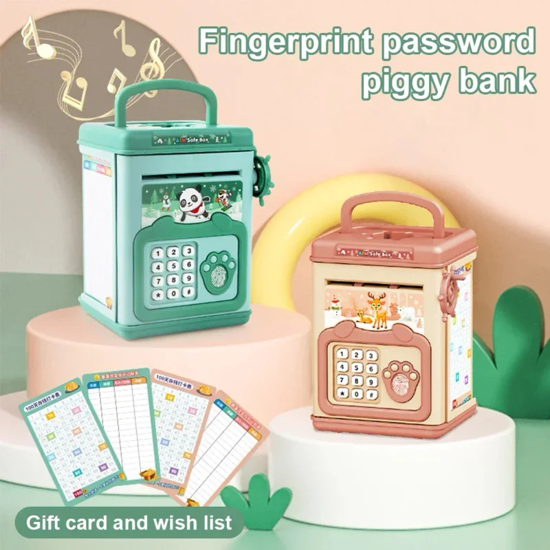 Electronic Piggy Bank Children\'s Cash Box Password Safe Smart Fingerprint Piggy Bank Automatic Banking Children\'s Gift Money Box