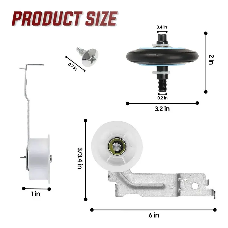 

REST Dryer Repair Kit Include DC97-16782A Dryer Drum Roller & DC93-00634A Dryer Idler Pulley & 6602-001655 Dryer Drum Belt