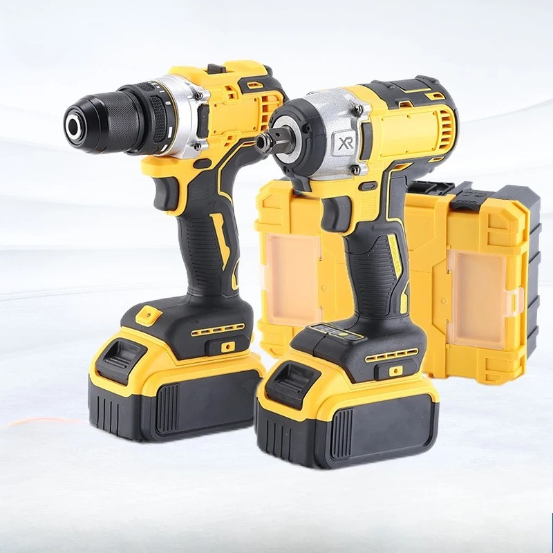 

Cordless Brushless Lithium Drill and Wrench Set 2 in 1 Electric Tool Kit for Home DIY