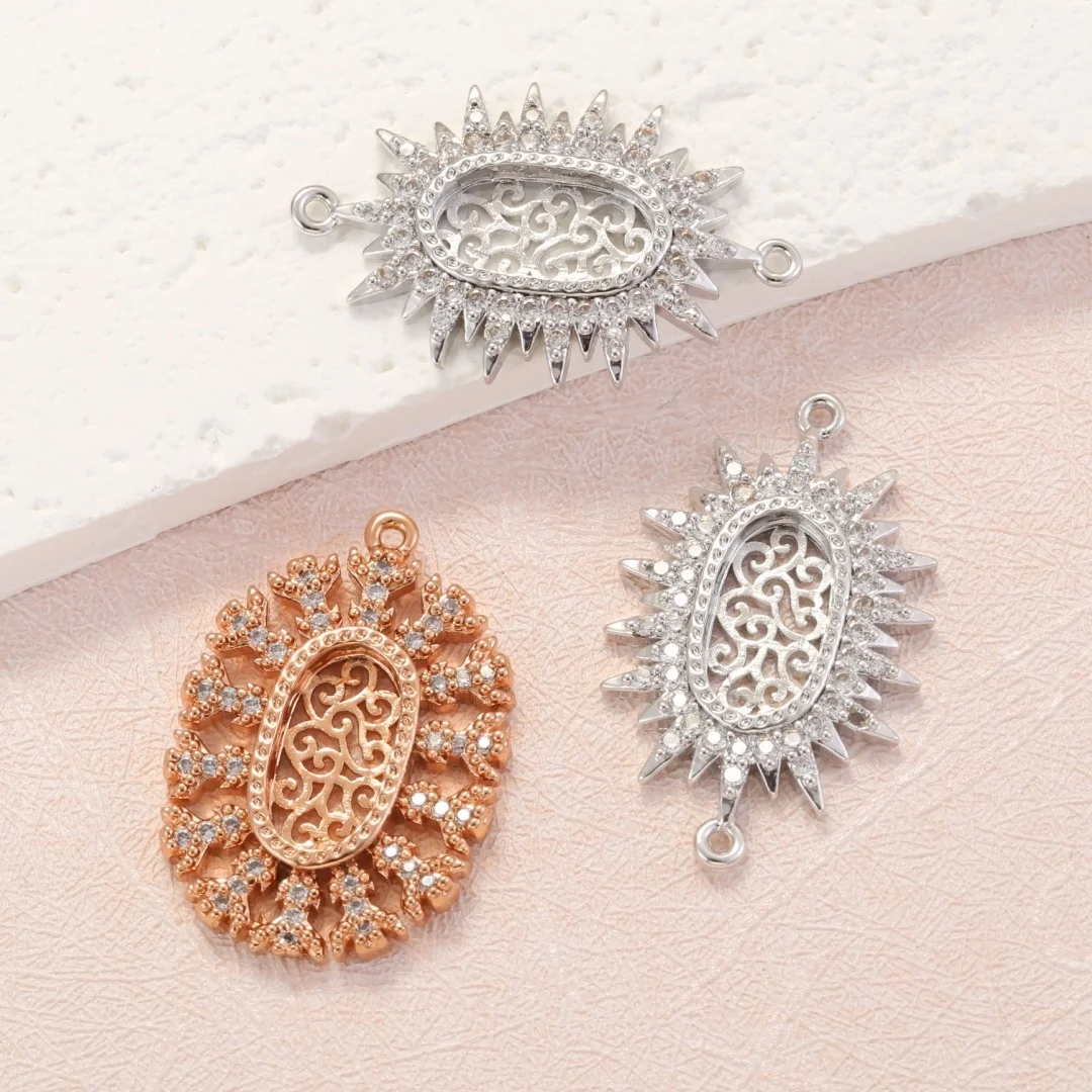 Retaining Openwork Charm Pendant Base Gold-Plated Micro-Set Zirconia DIY Necklace Charms Jewelry Accessories Materials:PK73