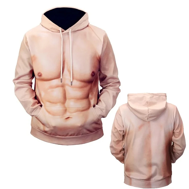 Fashion Fake Muscle 3D Print Hoodies Men's Women Hip Hop Streetwear Sweatshirts Pullovers Harajuku Tracksuits Tops Kids Clothing