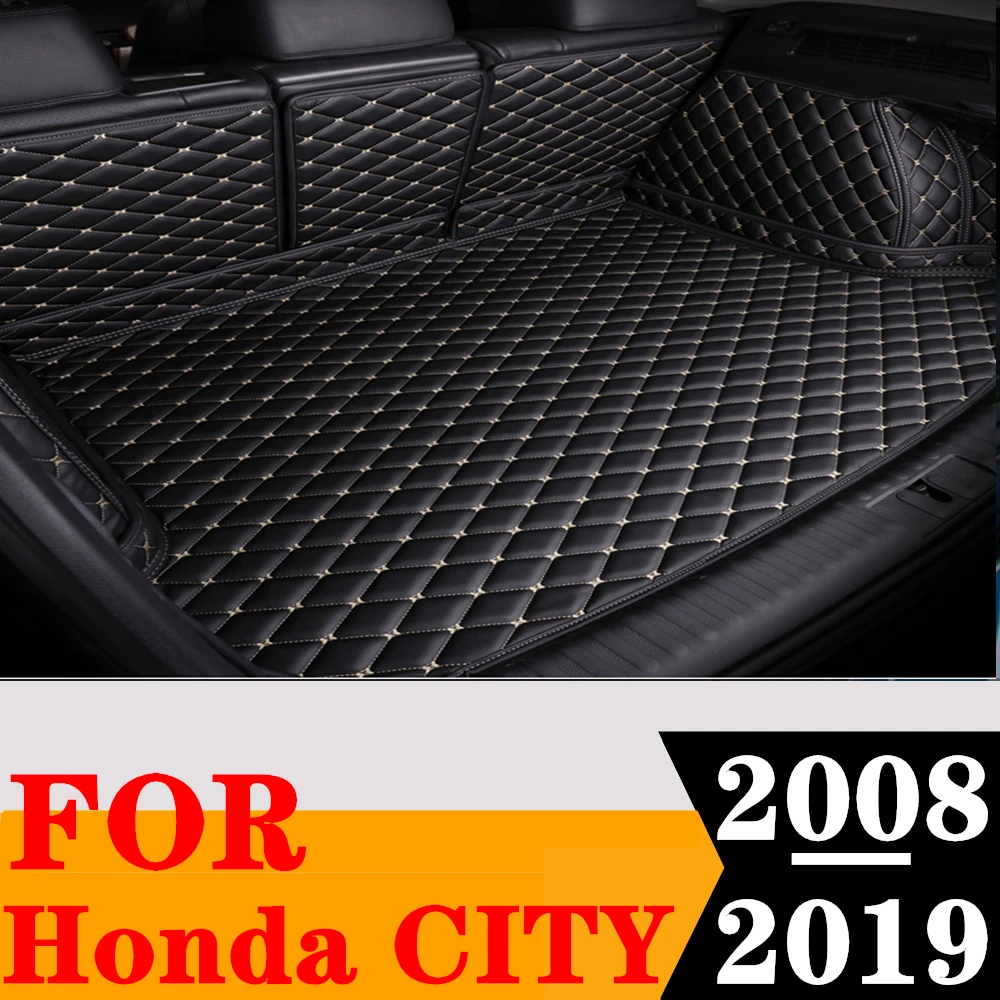 

Custom Full Set Car Trunk Mat For HONDA City 2019 2018 2017 2016 2015 14-2008 Rear Cargo Liner Tail Boot Tray luggage Pad Carpet