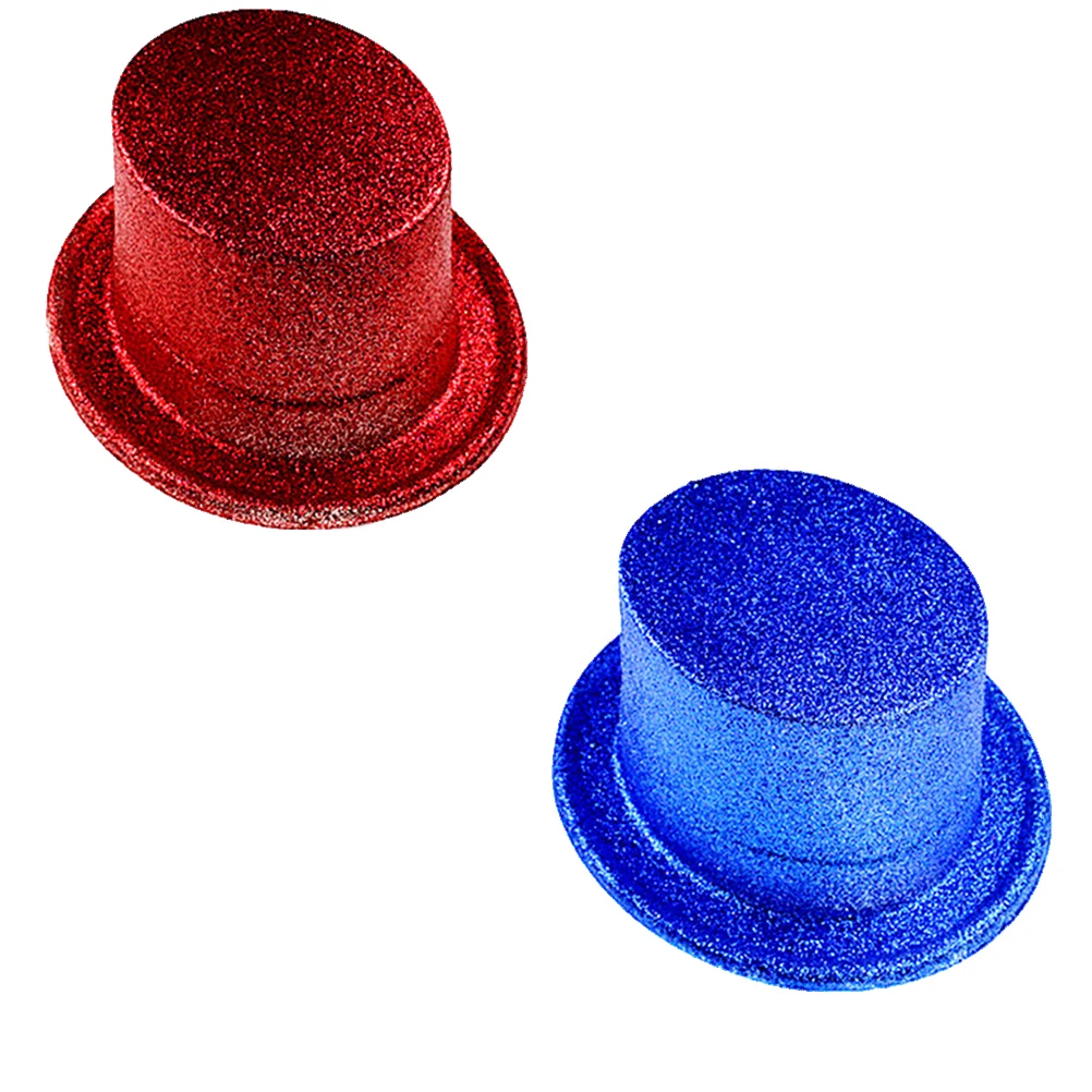 

2 Pcs Jazz Hat Magician Hats for Men Funny Clown Silly Glitter Costume Powder