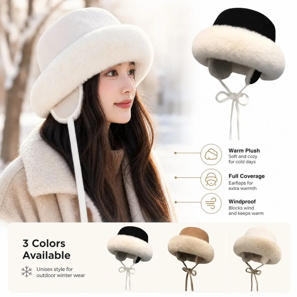 New Winter Earflap Hat Cold Resistant Full Coverage Pilot Cap Windproof Fisherman Hat Outdoor Activities