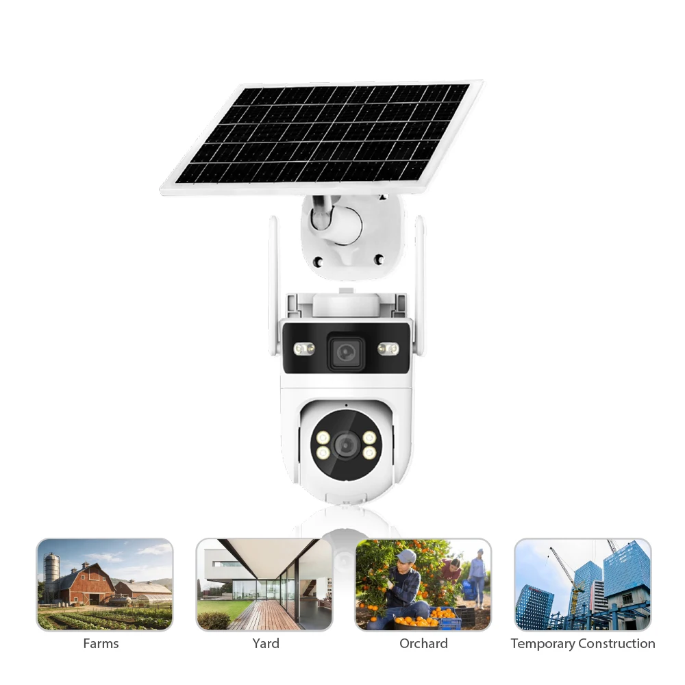 Outdoor Smart Home Security Camera 4G LTE PTZ Dual Lenses Human Motion Tracking IP66 Built-in Mic SD Card