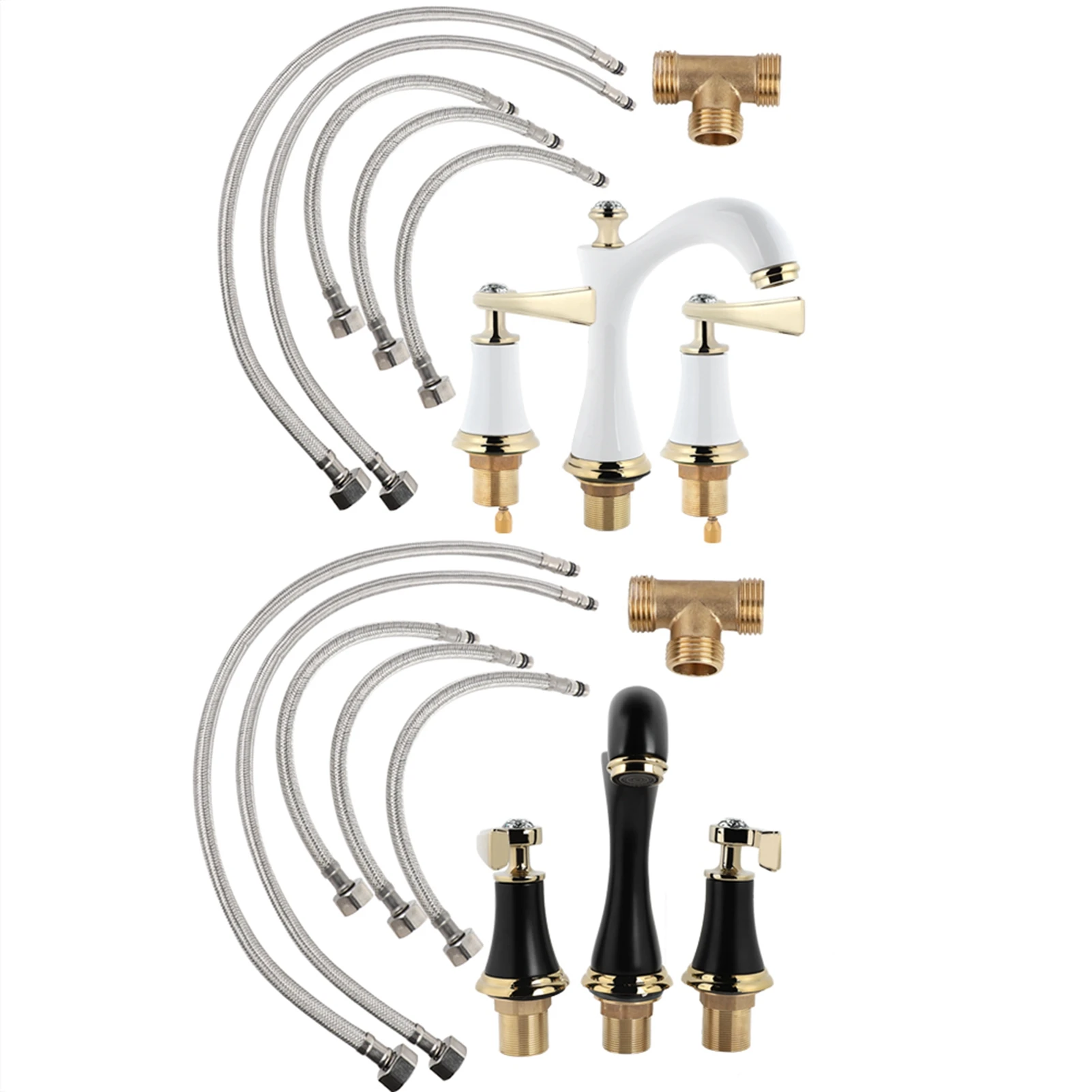 

Threehole Basin Faucet Copper Bathroom Cabinet Split Faucet Titanium Faucet G1/2in