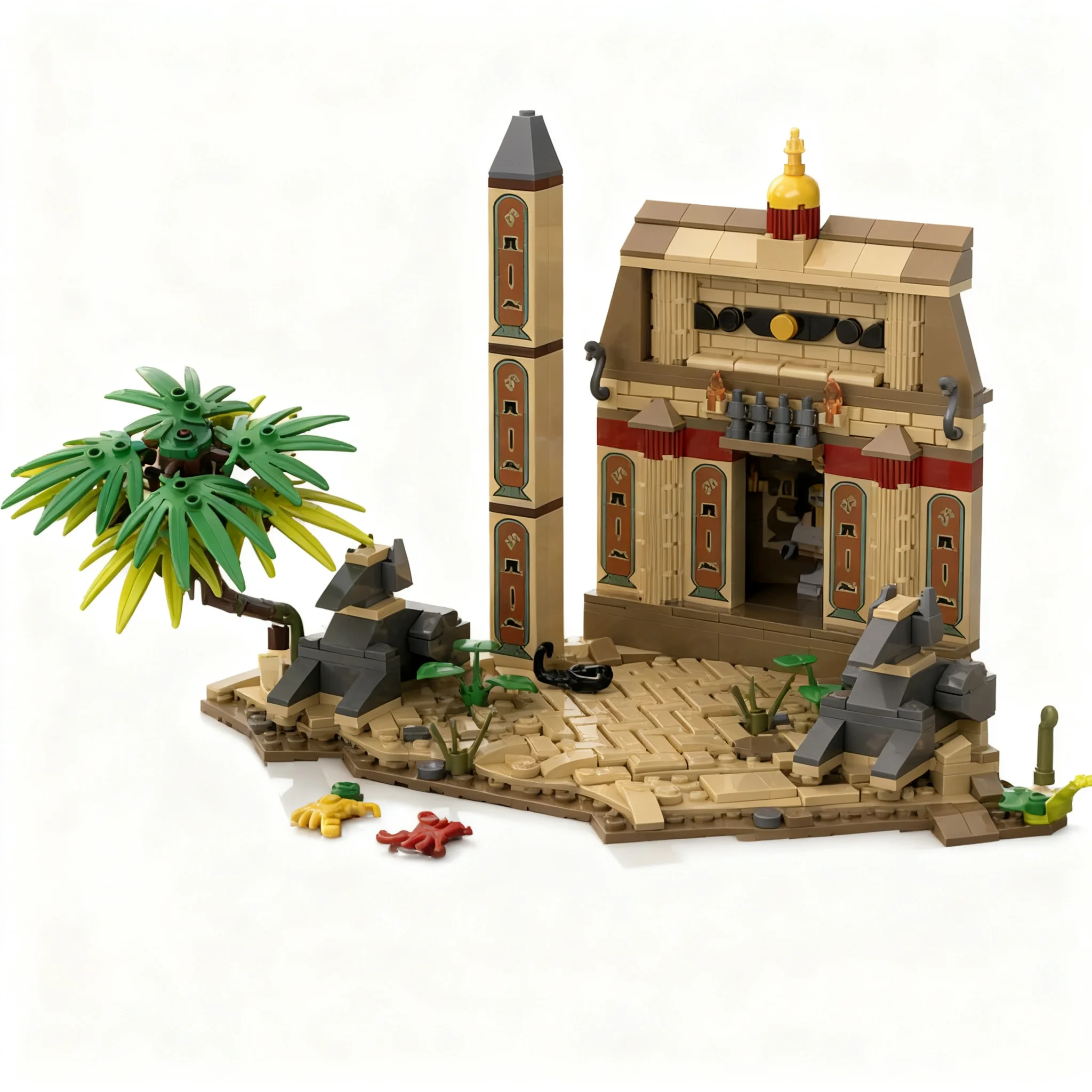 940pcs MOC Adventurers Desert Lost Shrine of Anubis Model Christmas Gift Home Decor Desk Display Shelf Accent