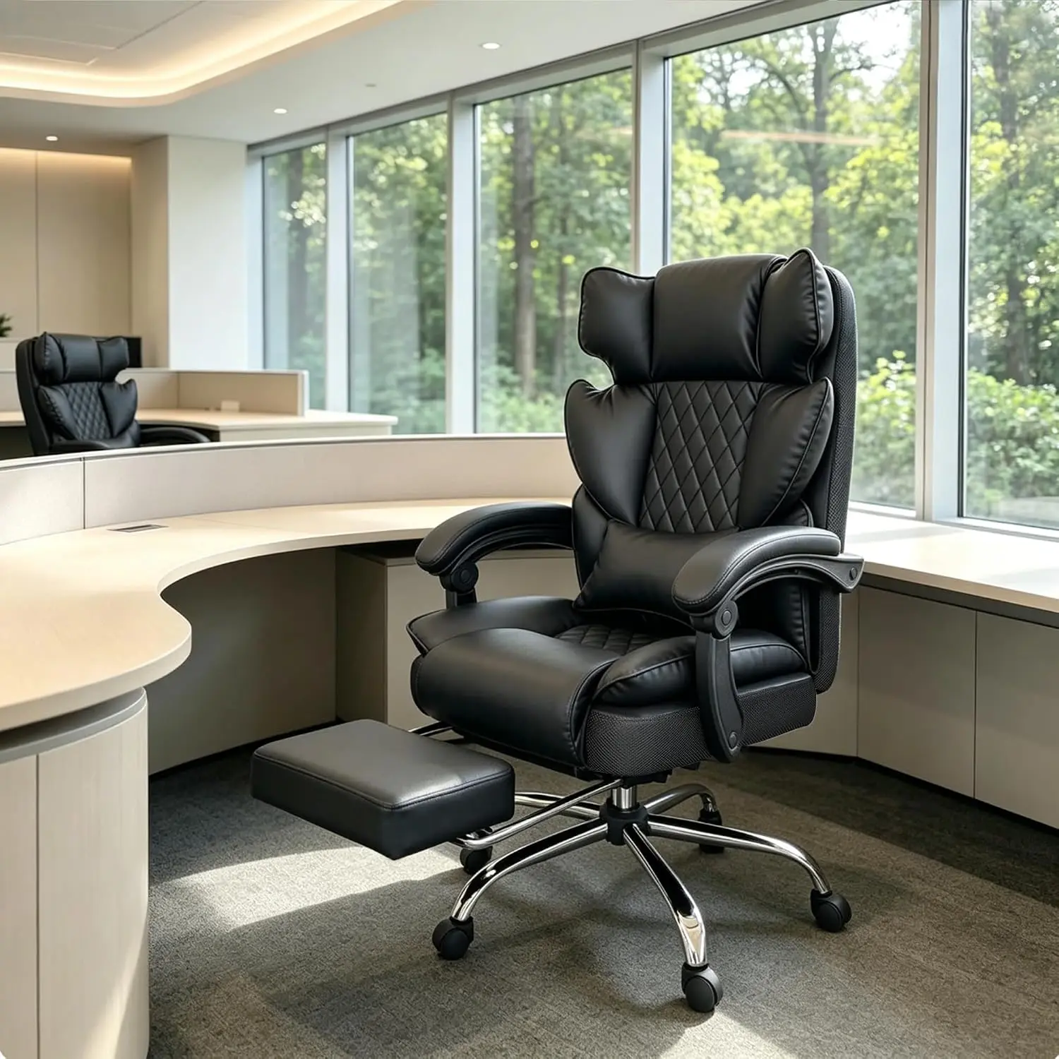 Big & Tall 6-Point Massage Office Chair with Footrest