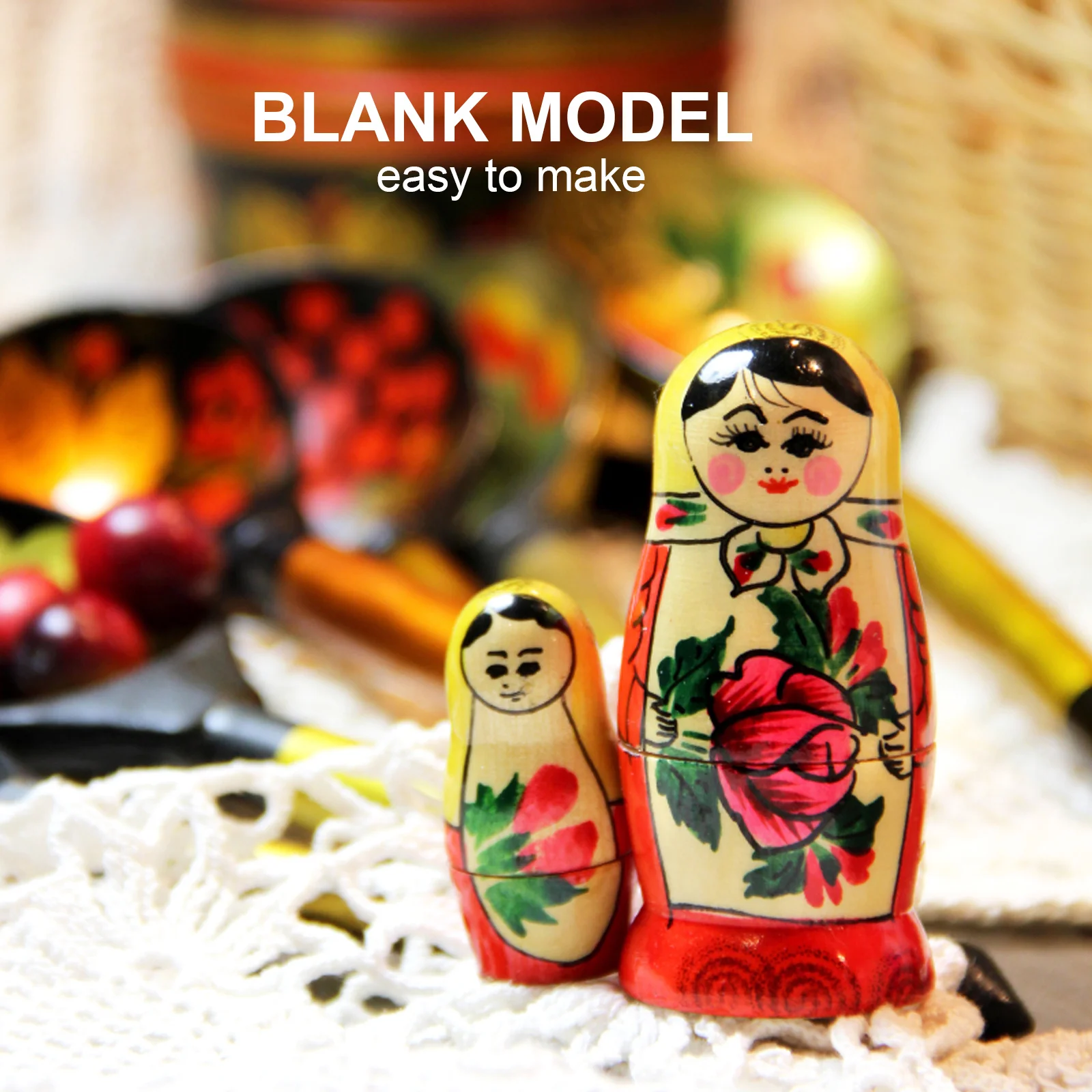 

1 set 1 Set Matryoshka Diy Nesting Unpainted Blank Craft Kit Unpainted Matryoshka For Painting Handmade Gift Russian Decor