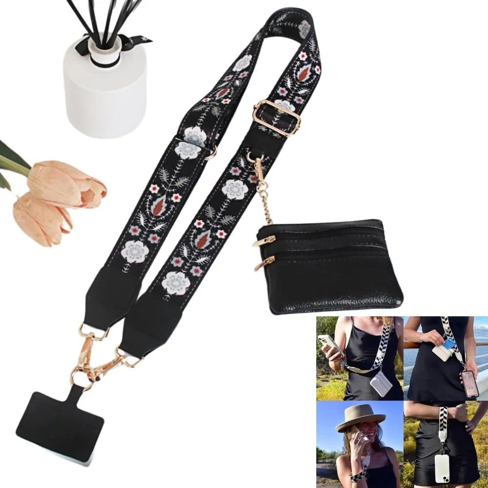 4 Teile/satz Einstellbare Handy Lanyard Umhängetasche Mit Brieftasche Anti-verloren Clip Und Gehen Strap Für Telefon Damen Umhängetasche strap