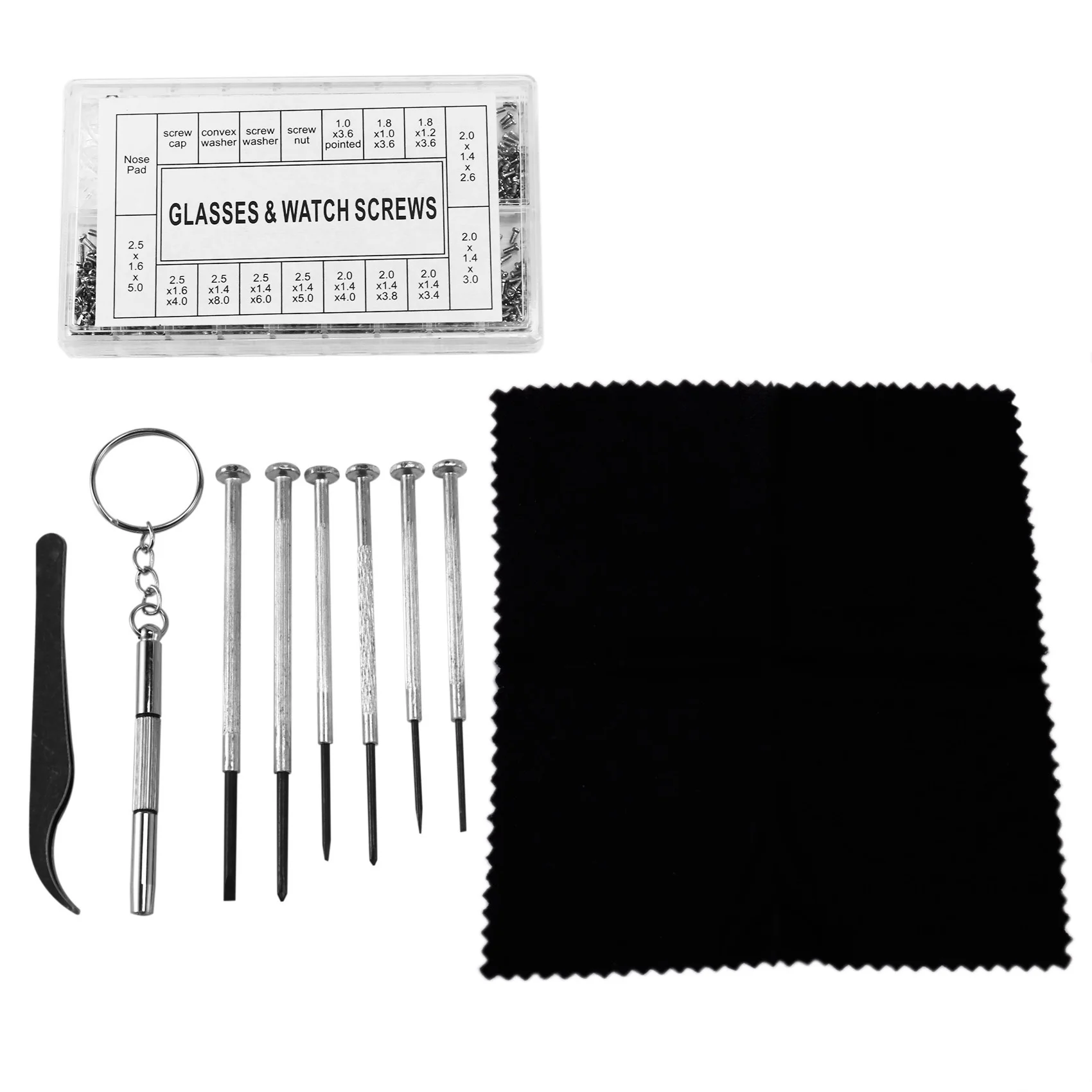 Eyeglass Repair Kit Sunglasses Repair Kit With Nose Pads Screws Screwdriver Tweezers For Watch Clock Spectacle Repair