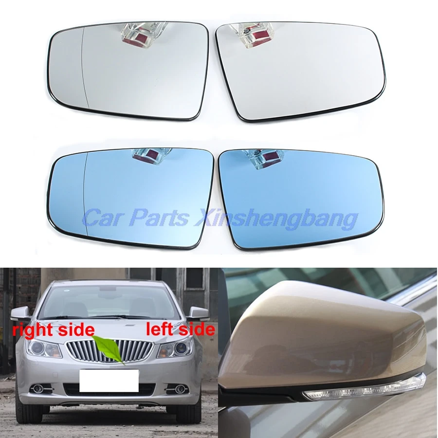 For Buick Lacrosse 2009 - 2015 Car Accessories Side Rearview Mirrors Lenses Rear View Mirror White Blue Glass Lens with Heating