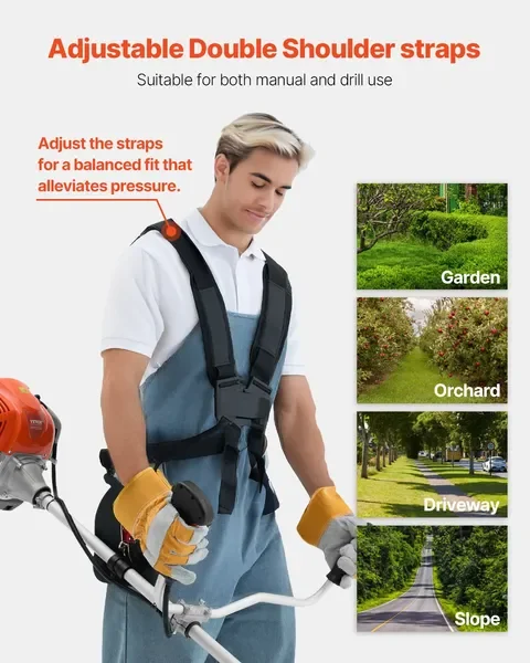 51.7ccガソリン式草刈り機、16.9フィート多機能除草機（ショルダーストラップ＆3Tブレード付き）