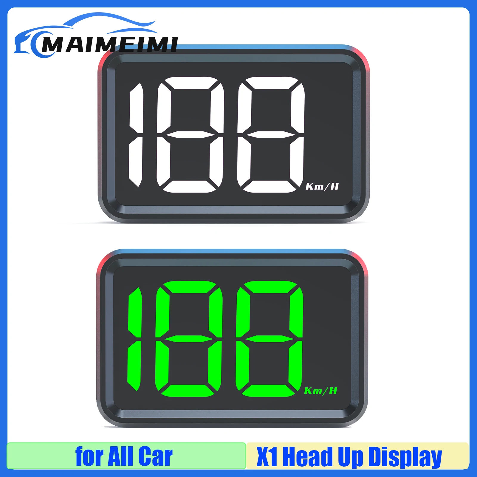 GPS HUD Speedometer KMH Meter X1 Head Up Display Big Font Digital White Green Light Display Car Head Up Display USB Plug Custom