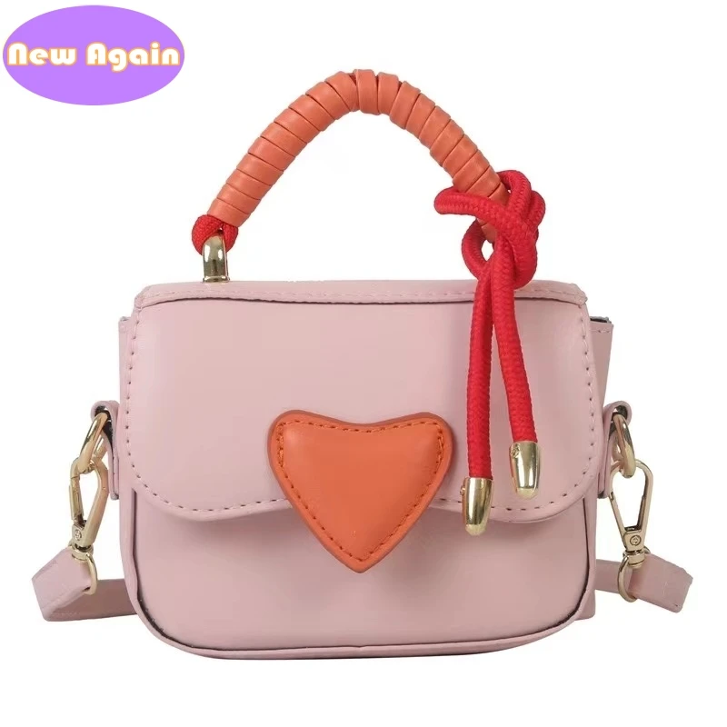 Children's mini handbags Girls princess totes Baby kids messenger Bags Child heart design purses Toddlers shoulder bags NA011