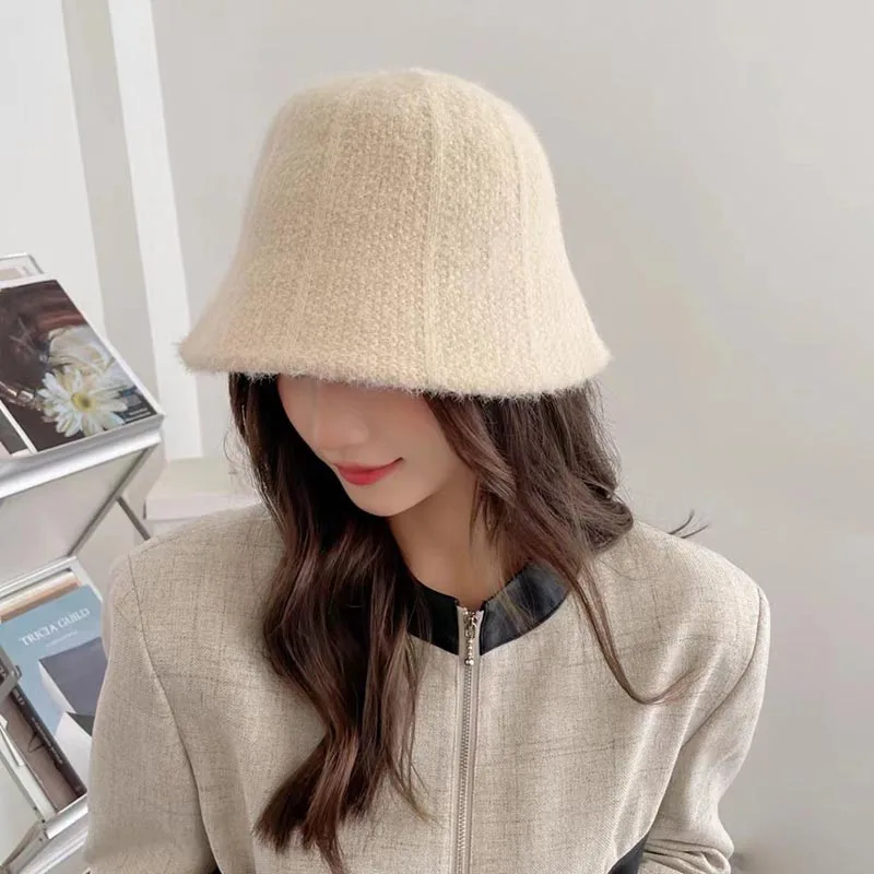 MAXSITI U Winter Bucket Hat for women Simple Versatile Basin Hat Warm Knitted Bucket hat women hat