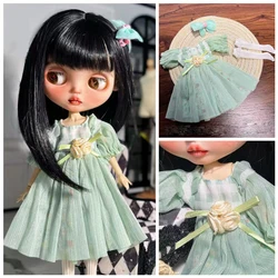 1/6 boneca vestido de moda ob24 roupas apto para blythes barbies diy acessórios de roupas com meias brancas vestir-se boneca para o presente da menina