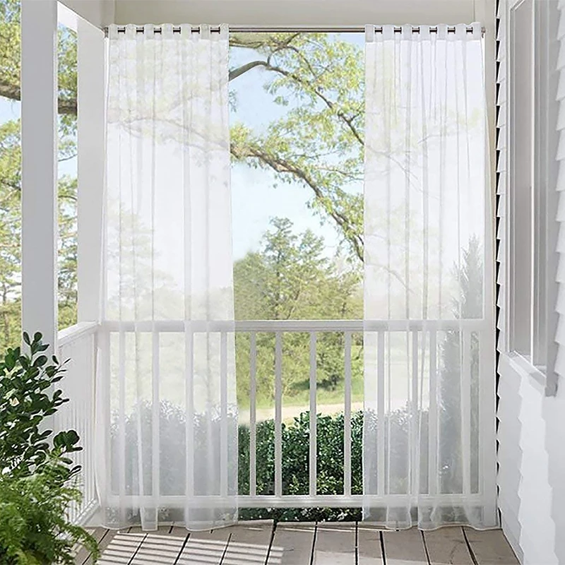 Waterproof Outdoor Curtain Garden Sheer Curtains UV Protection White Tulle Screening Voile Window Privacy Shading Drapes Decor