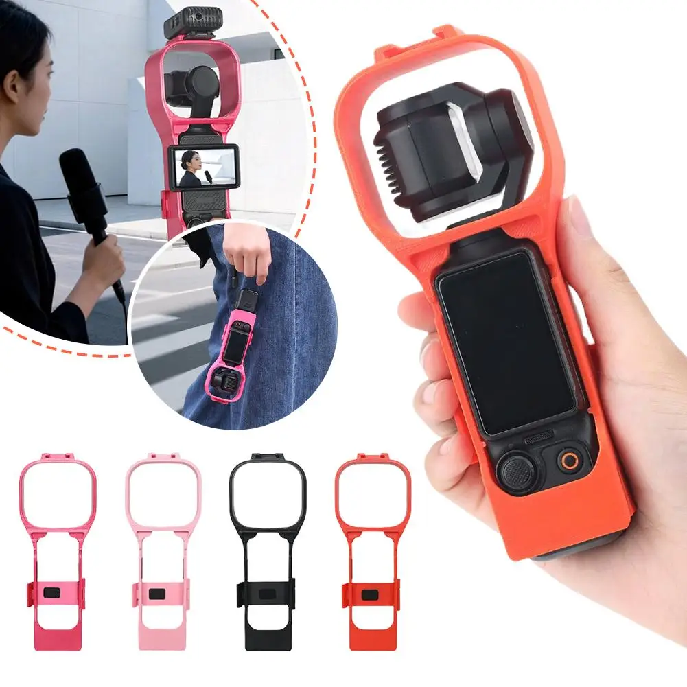 Estuche Protector para DJI Pocket 3 | Marco de plástico con soporte para accesorios de montaje en frío | Antideslizante y Ligero | Opciones en Naranja/Rosa/Negro/Rojo