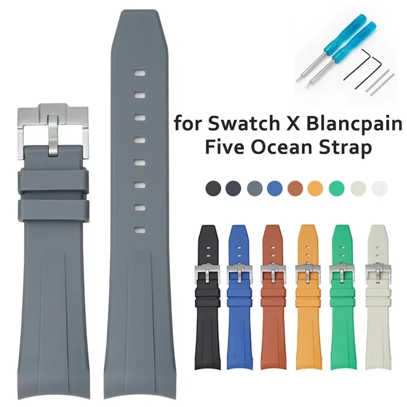 

Ypm22 мм ремешок с изогнутым концом для Swatch X Blancpain Fifty Fathoms Five Ocean Series Водонепроницаемый резиновый ремешок из ТПУ для часов для мужчин и женщин