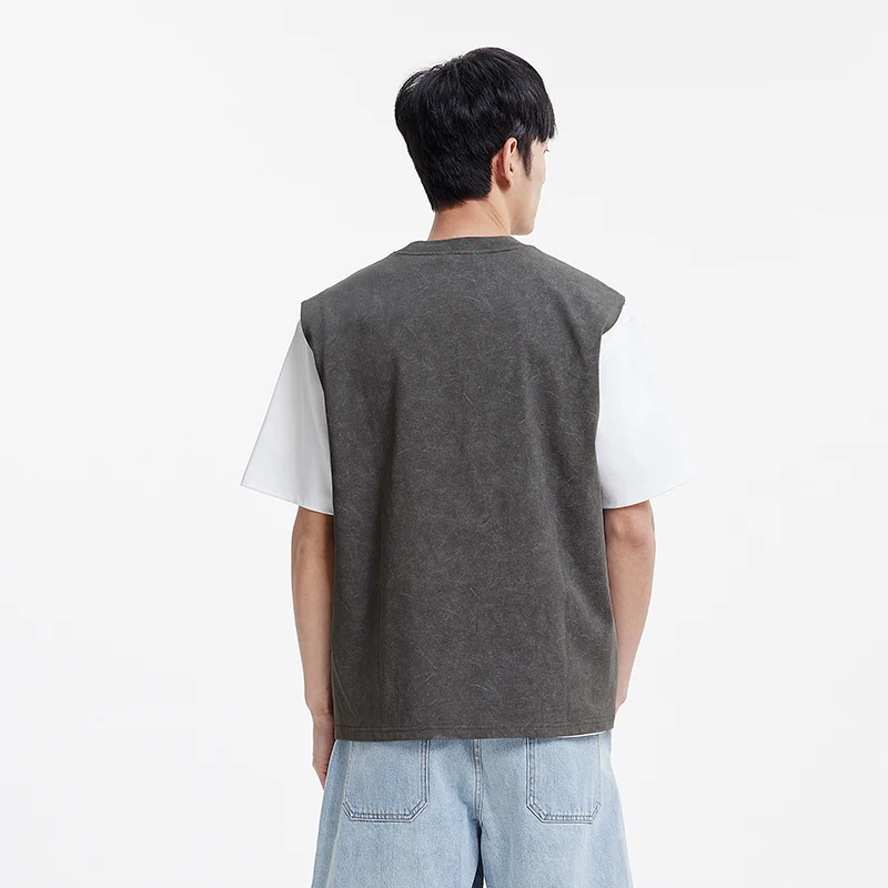 Semir Vintage Sleeveless Shirt Men 2025 Summer New Trendy Color Block Print Streetwear Top Perfect for Casual Outings
