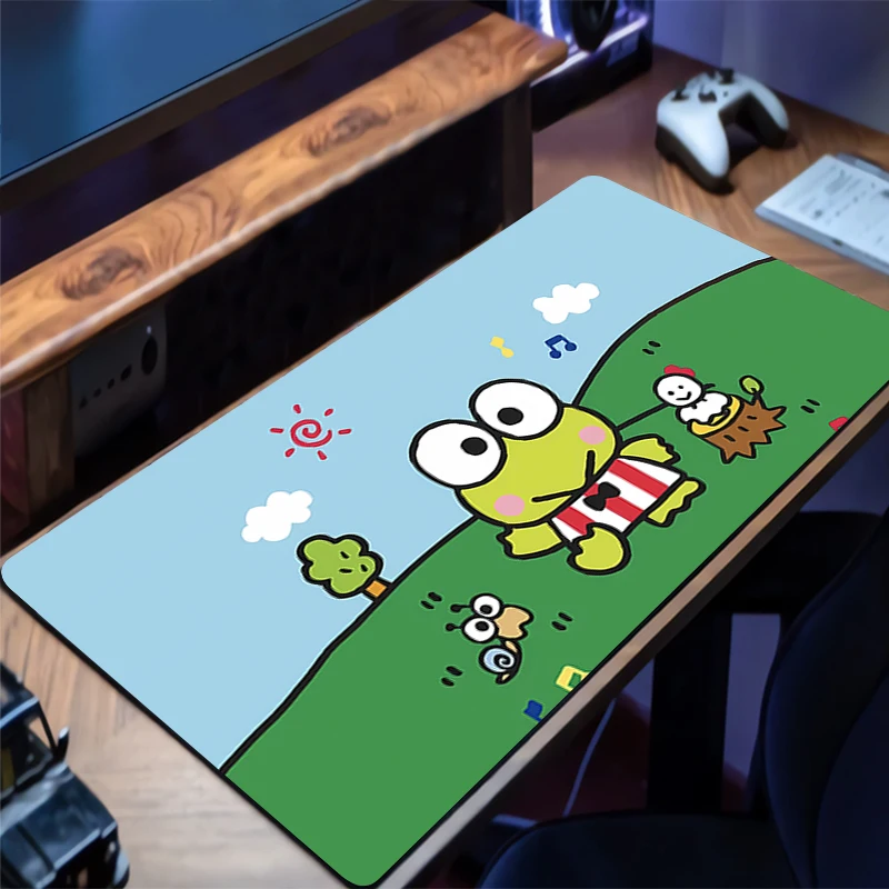 Tappetino per mouse Kero Kero Keroppi Grande XXL Gamer Accessori da gioco Velocità Tastiera Bordo di bloccaggio in gomma Tappetino da scrivania Tappetino per mouse per laptop da ufficio
