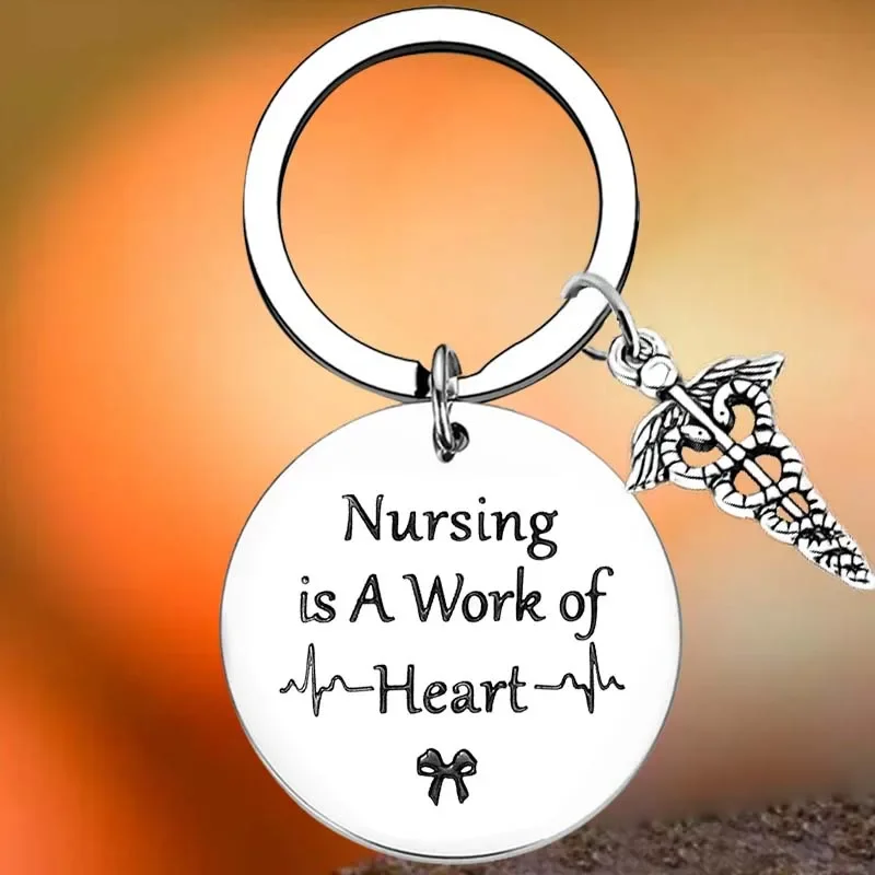 

Hot Nurse Key Chain Ring Nursing keychains pendant Nursing Is A Work Of Heart Christmas Practitioner Students Gift