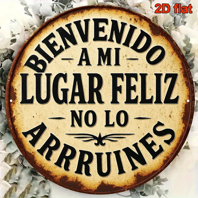 Vintage Spanish Quote Aluminum Sign Metal Plaque Round Wall Decor Home Cafe Poster 8 Inch Easy Hang