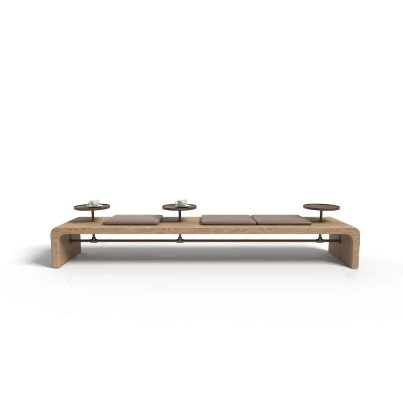Modern simple solid wood small coffee table, bench, corridor fabric seat