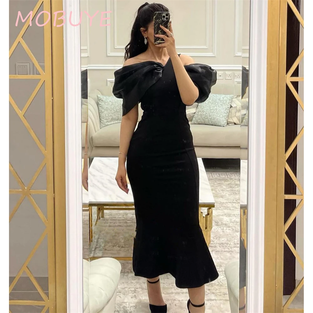 MOBUYE 2024 Popular Off The Shoulder Prom Dress Short Sleeves With Ankle Mermaid Evening Fashion Elegant Party Dress For Women