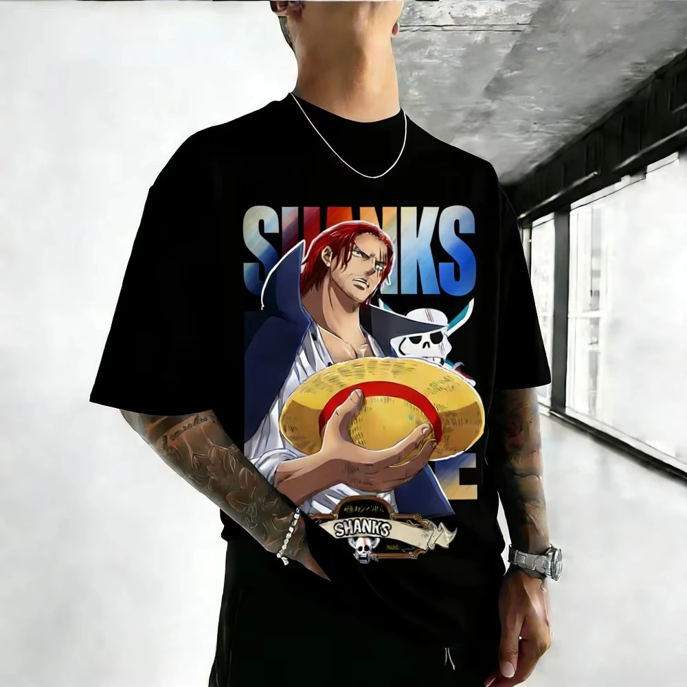 

Хлопковая футболка унисекс ONE PIECE Shanks, новинка лета 2026, с принтом в стиле аниме Харадзюку, свободного кроя, для родителей и детей, с коротким рукавом