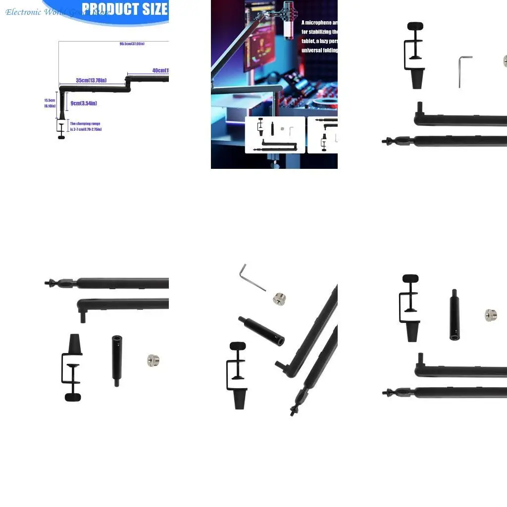 

A3PD Регулируемая алюминиевая микрофонная стенда для телефона для таблеток складной портативный