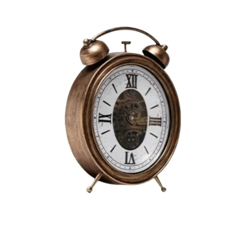 Medieval Style Gear Seat Clock Retro British Entrance Desktop High-end Feeling Living Room Old Decorative Ornament