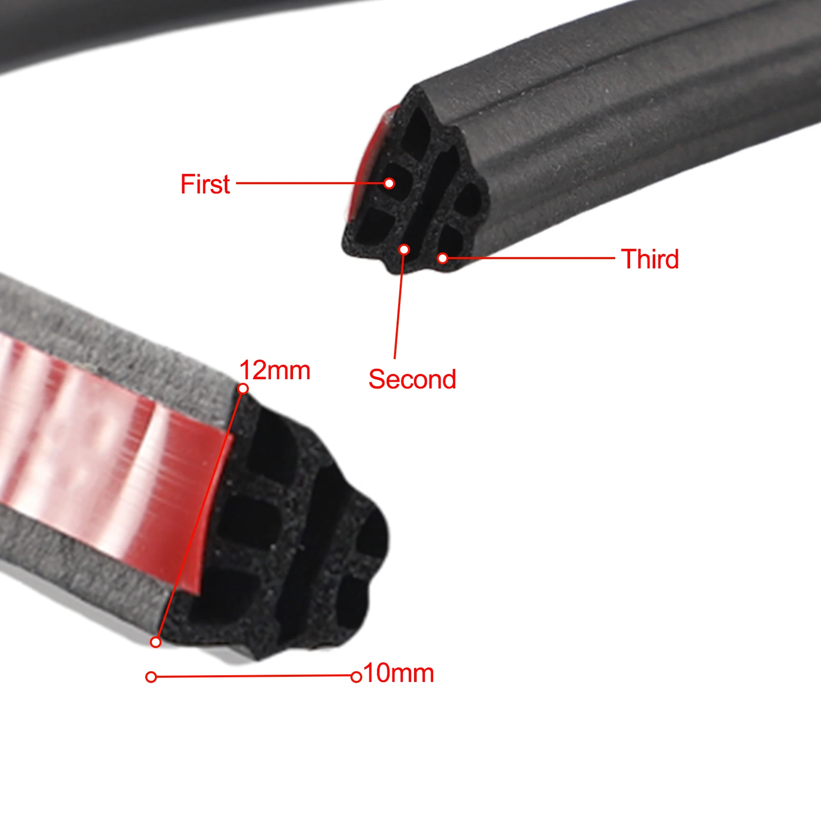 5 Me333333333ters Car Door Rubber Seal Strip 3-Layer Sealing Adhesive Stickers Noiseatiatherstrip Auor Accessories