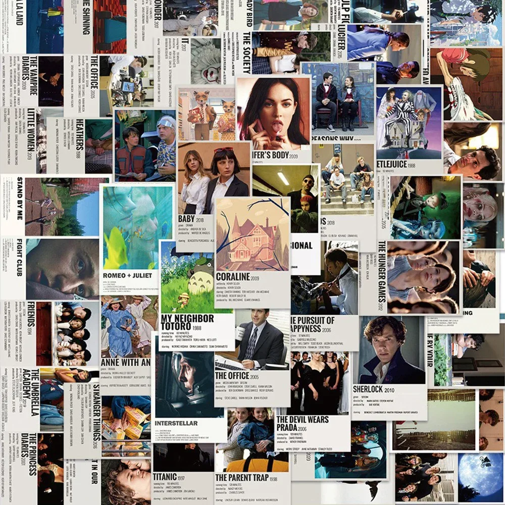 64 Stück klassische Film- und Anime-Aufkleber, gemischte Mini-Poster, DIY-Aufkleber für Telefon, Laptop, Gepäck, Scrapbook, Auto, Graffiti, Geschenk, kleine Aufkleber – Detail 1