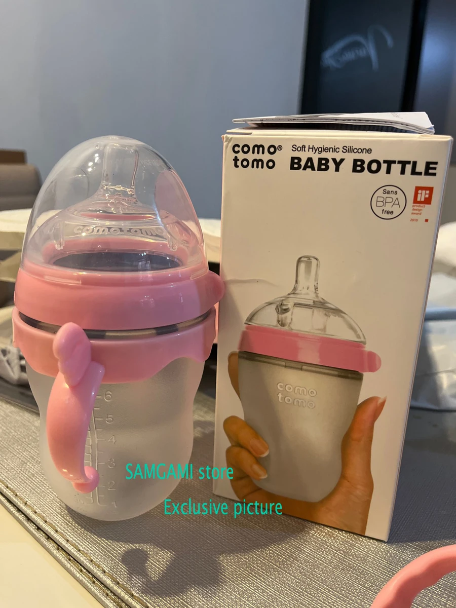 Biberón de silicona para bebés, botella de alimentación sin BPA, color verde/rosa, 5 oz y 8 oz, 2 paquetes