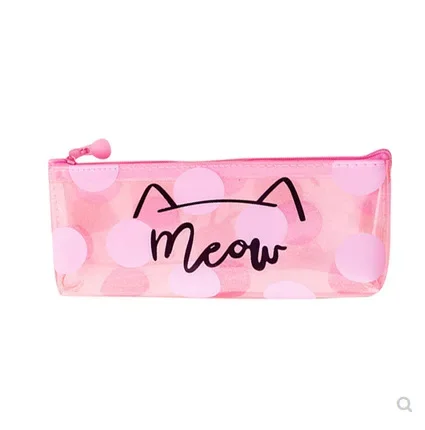 Ins niedlichen Mädchen rosa transparente Katze Bleistift Fall kleine frische und einfache Lagerung Bleistift Tasche Briefpapier Tasche